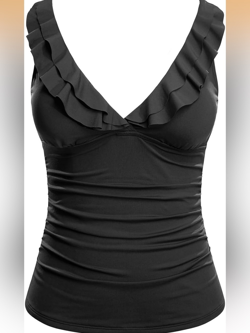 Ruffle V Neck Tankini Top Only Tummy Control Swimsuit Tank Top 20W. 2350/bb5-1